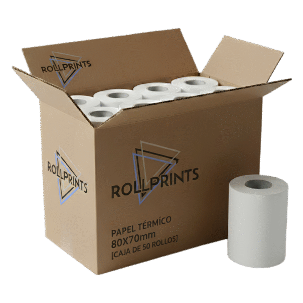 PAPEL TERMICO DE 80X70mm [CAJA DE 50 ROLLOS]