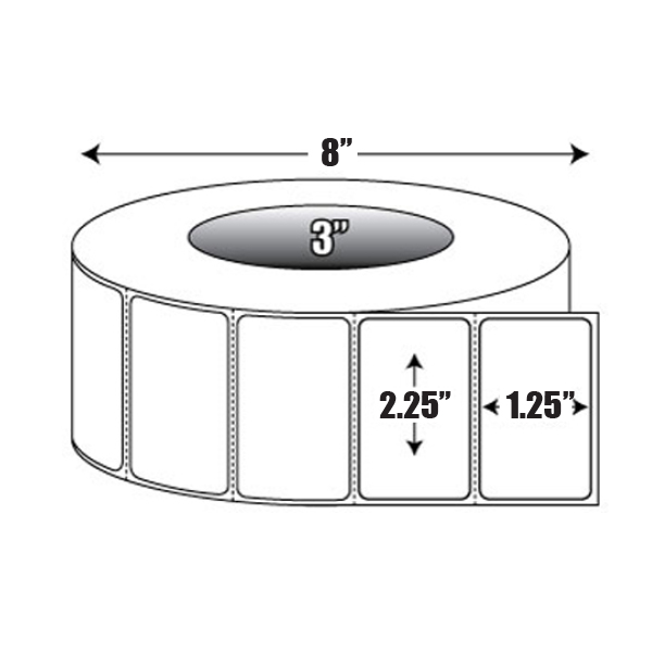 Etiquetas transferencias térmicas 2.25X1.25" rollos de 3,000 Core 3 -Blanca