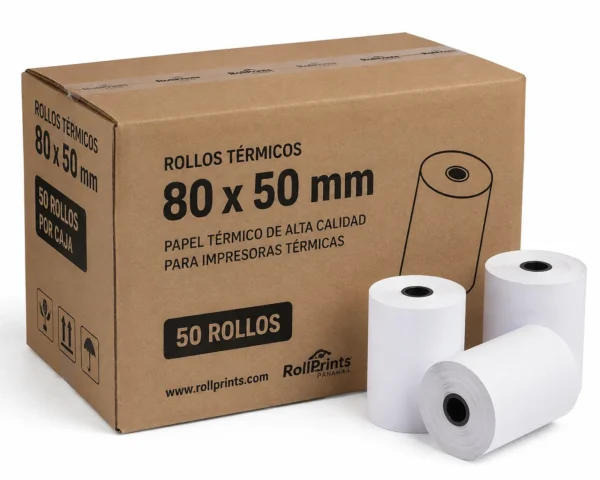 Rollos Térmicos 80×50 mm – Caja de 50 Rollos | Panamá